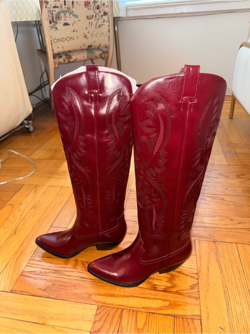 Jeffrey Campbell Finn Tall Western Boot in Wine Merlot - Picture 9 of 12